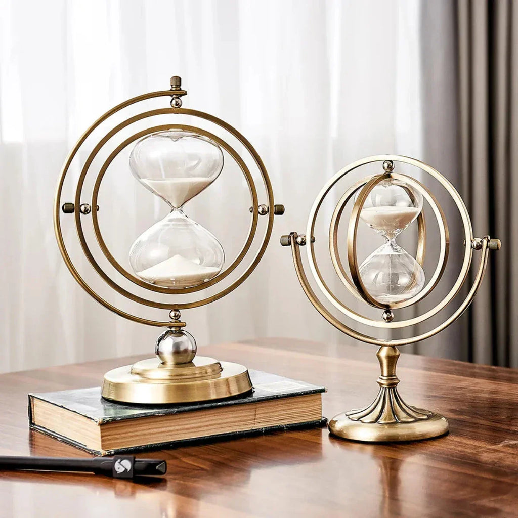 Hourglass sand timer in a circular metal frame by BROKLEN