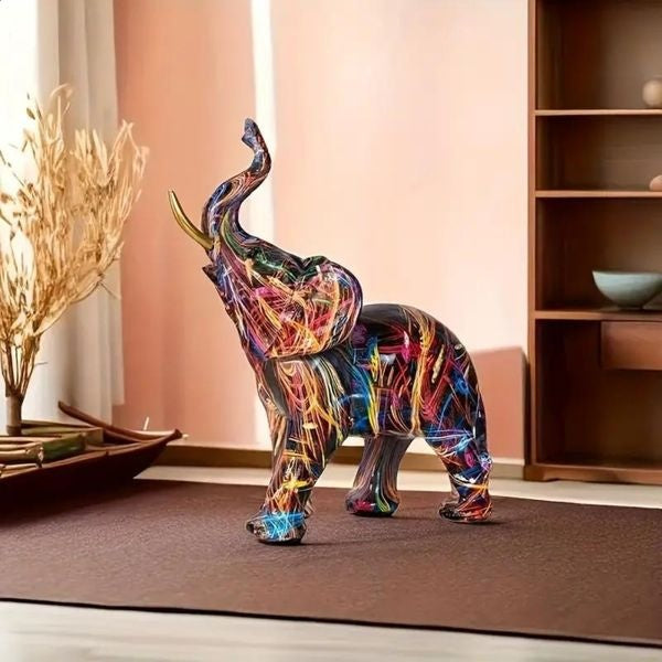 Colourful graffiti pop art elephant resin figurine by BROKLEN – view 3