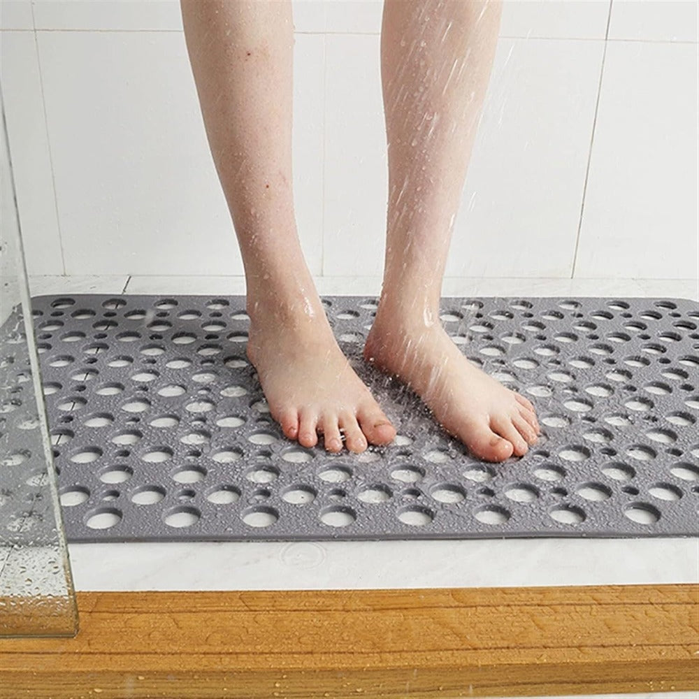 Non-slip PVC shower mat with suction cups and drainage holes by BROKLEN