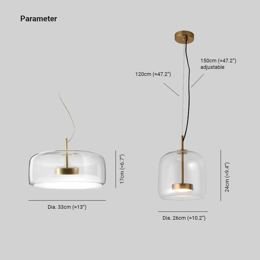 Modern glass pendant light with brass details by BROKLEN – view 9