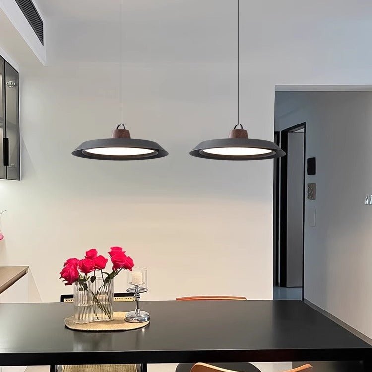 Japandi oval acrylic LED pendant light in black and white by BROKLEN – view 5