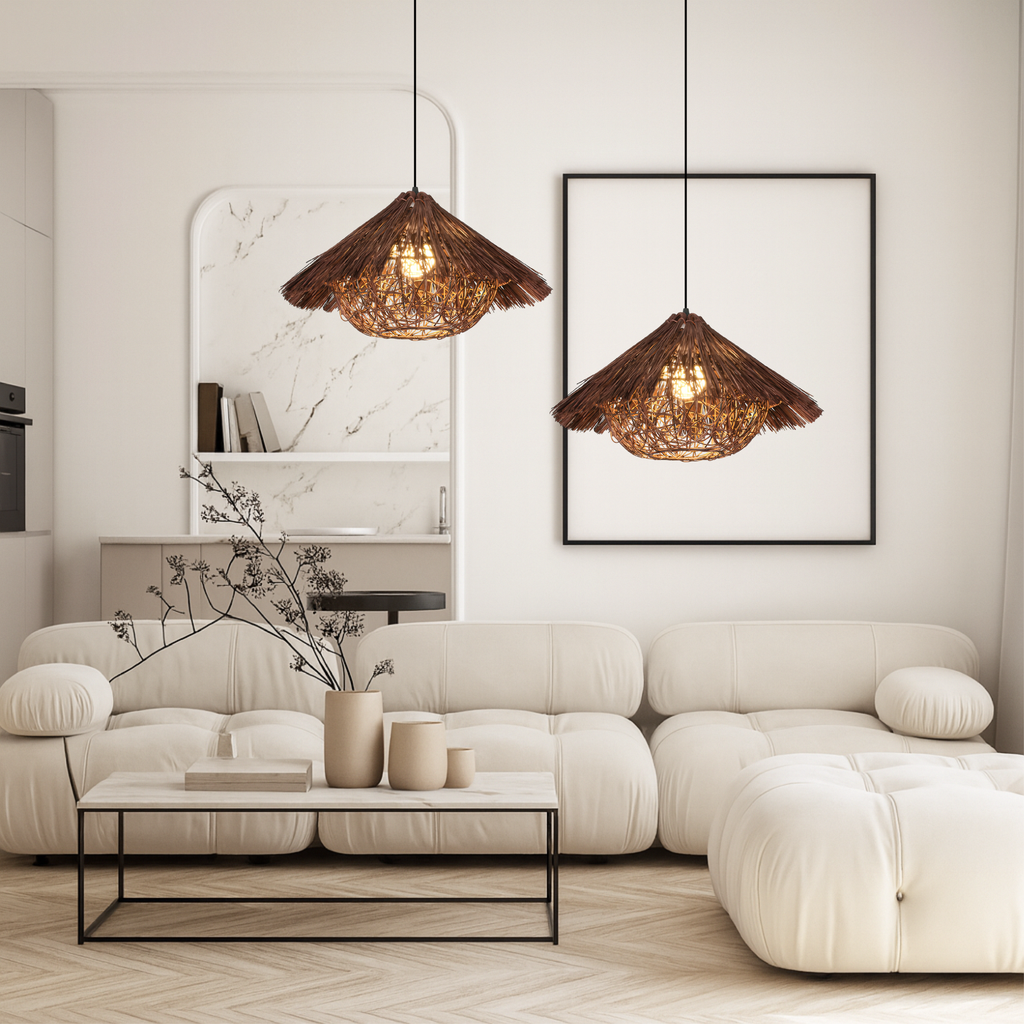Woven rattan bamboo pendant light by BROKLEN – view 2