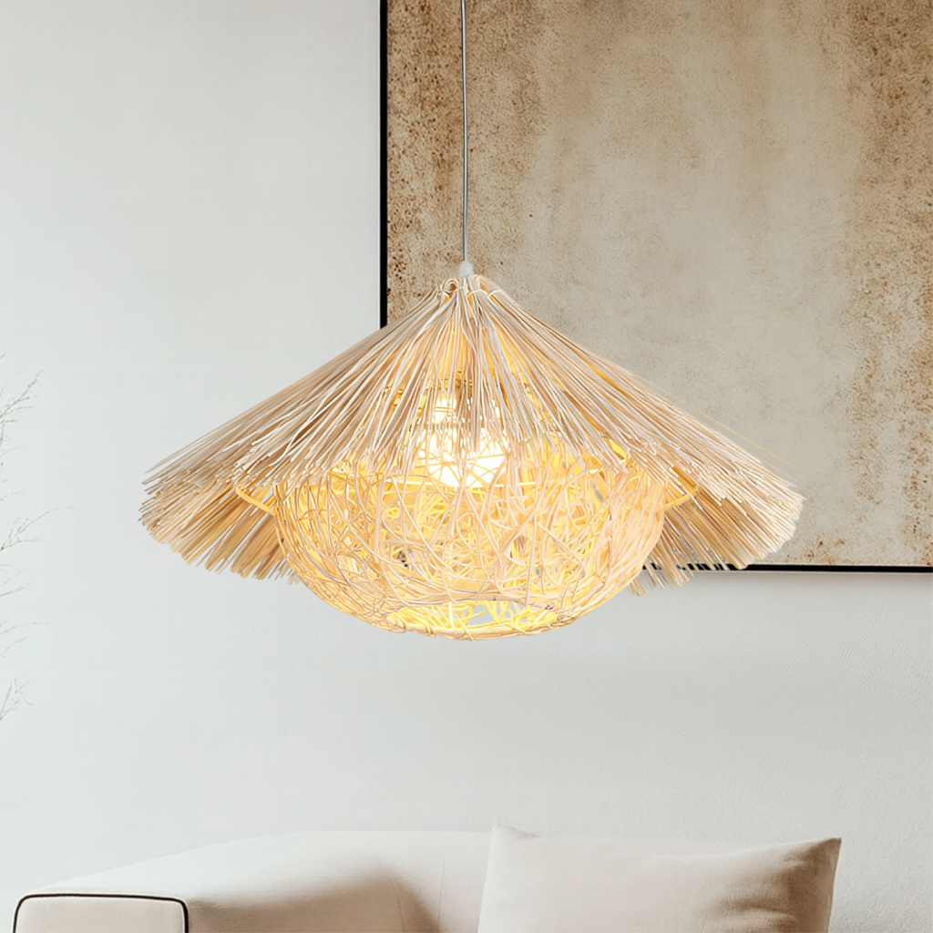 Woven rattan bamboo pendant light by BROKLEN – view 3