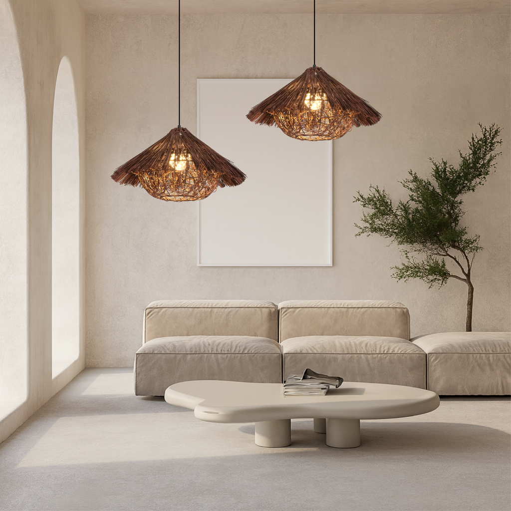 Woven rattan bamboo pendant light by BROKLEN – view 4