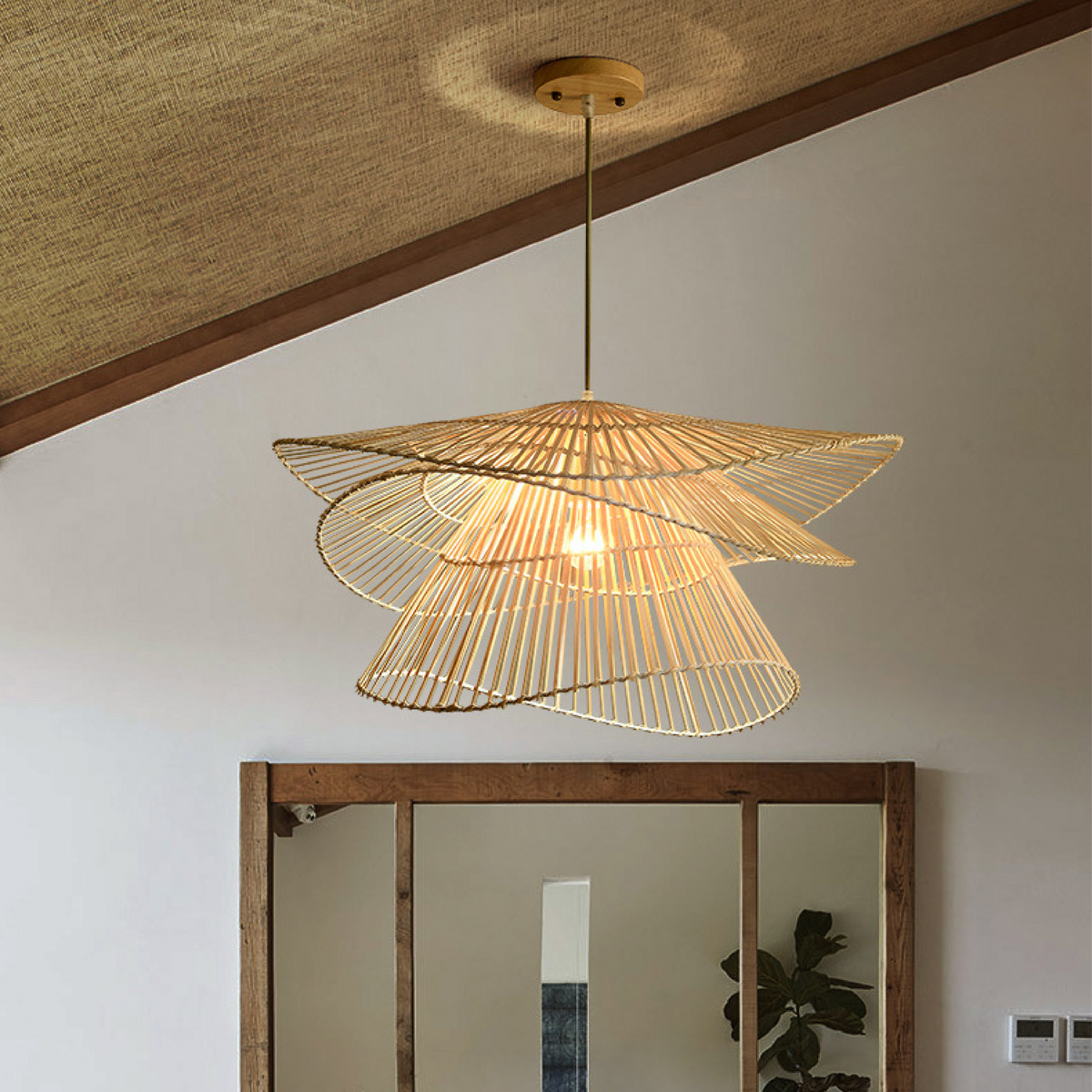 Organic woven rattan pendant light by BROKLEN – view 4