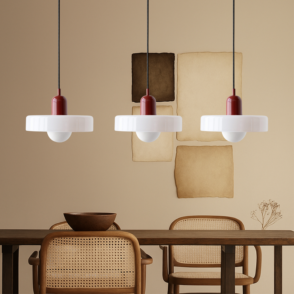 Bauhaus triple coloured glass pendant light cluster by BROKLEN – view 3