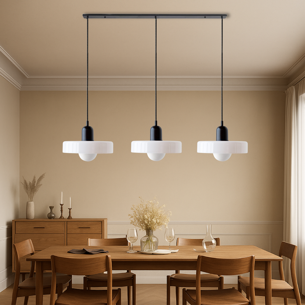 Bauhaus triple coloured glass pendant light cluster by BROKLEN – view 2