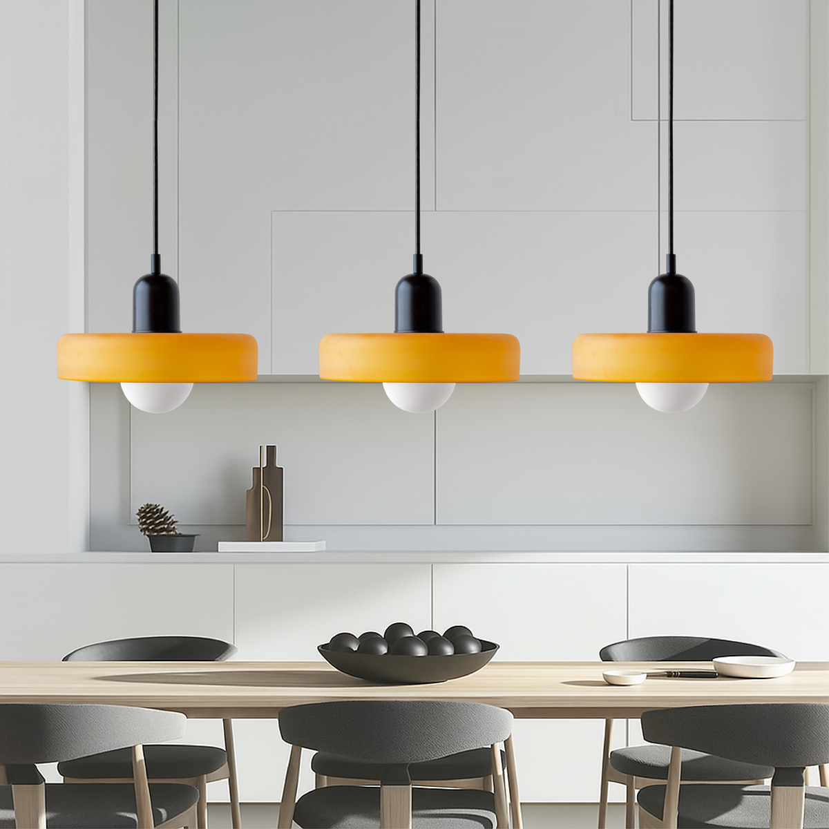 Bauhaus triple coloured glass pendant light cluster by BROKLEN – view 5