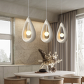 Japandi oval pendant light in white, grey and red by BROKLEN – view 2