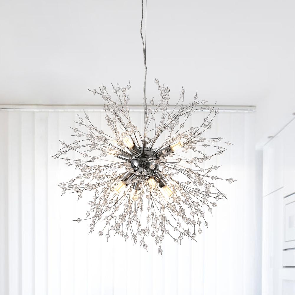 8-light crystal Sputnik chandelier in brass and chrome by BROKLEN – view 10