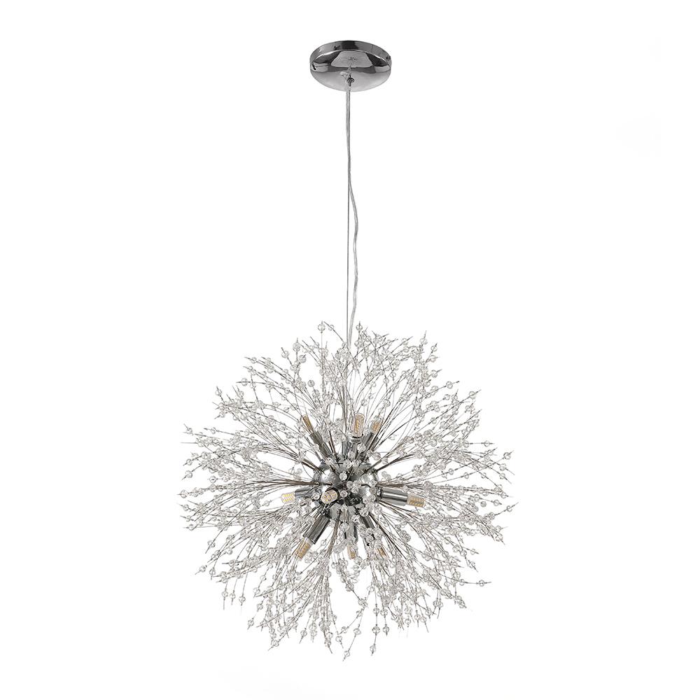 9-light crystal Sputnik firework chandelier in brass and chrome by BROKLEN – view 8