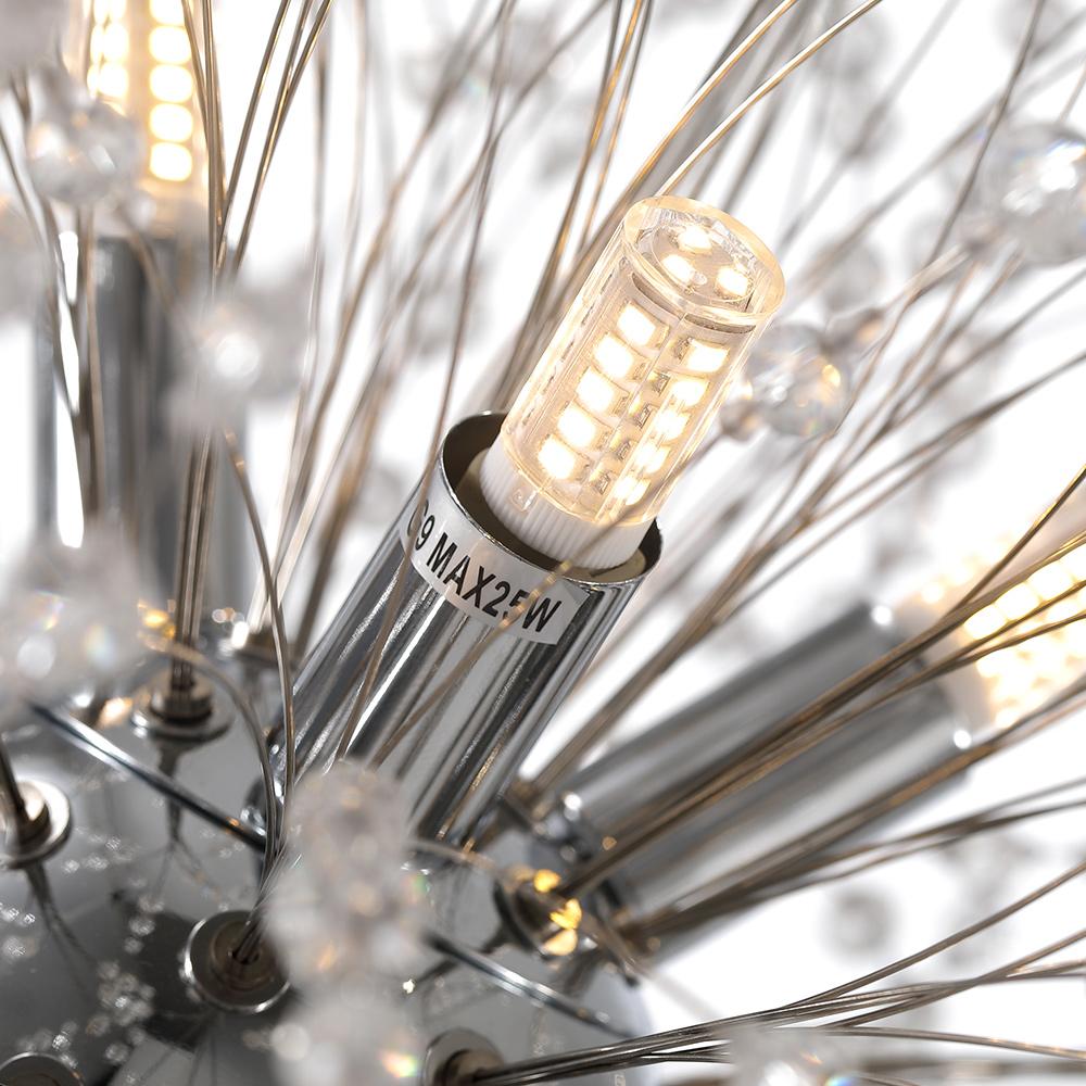 9-light crystal Sputnik firework chandelier in brass and chrome by BROKLEN – view 11