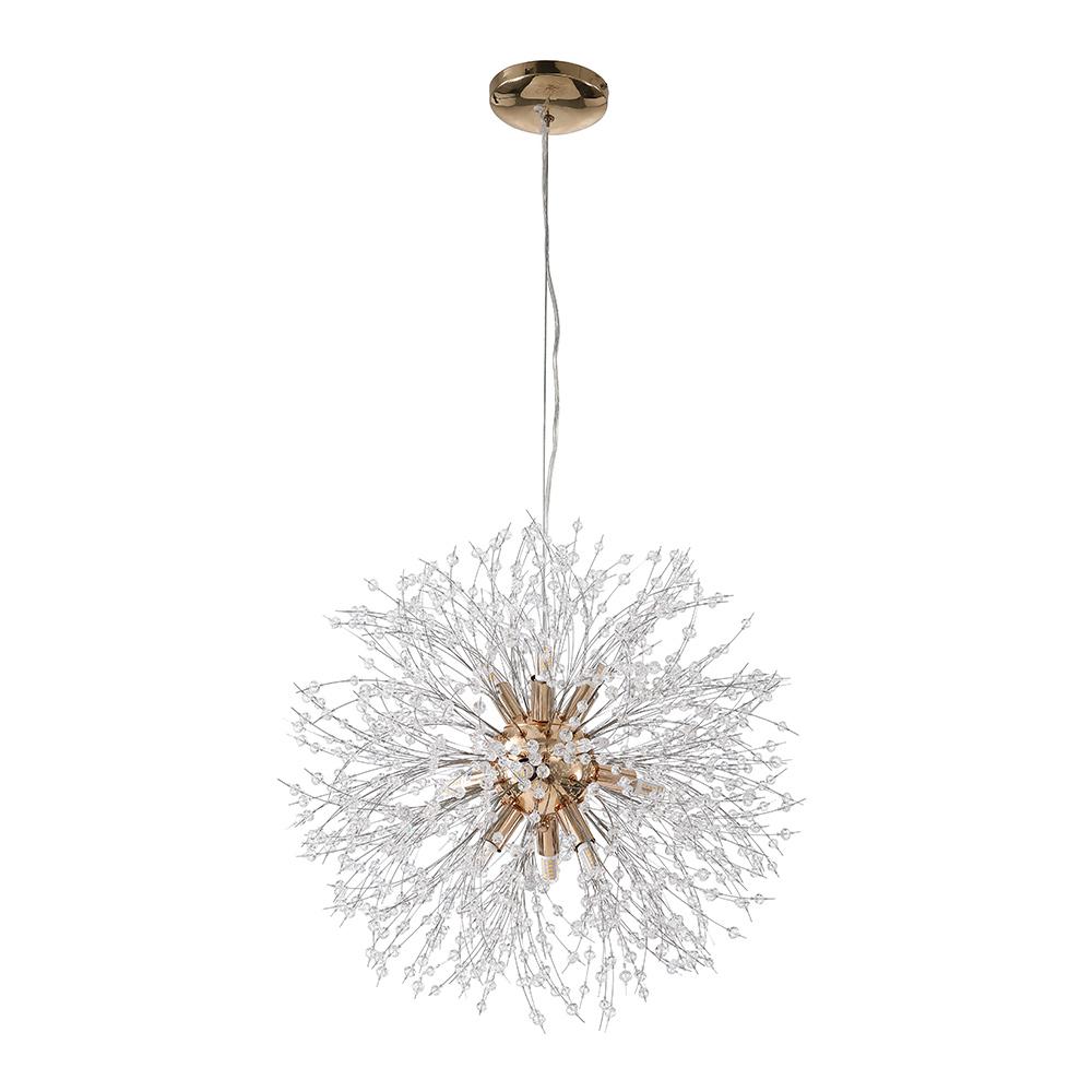 9-light crystal Sputnik firework chandelier in brass and chrome by BROKLEN – view 7