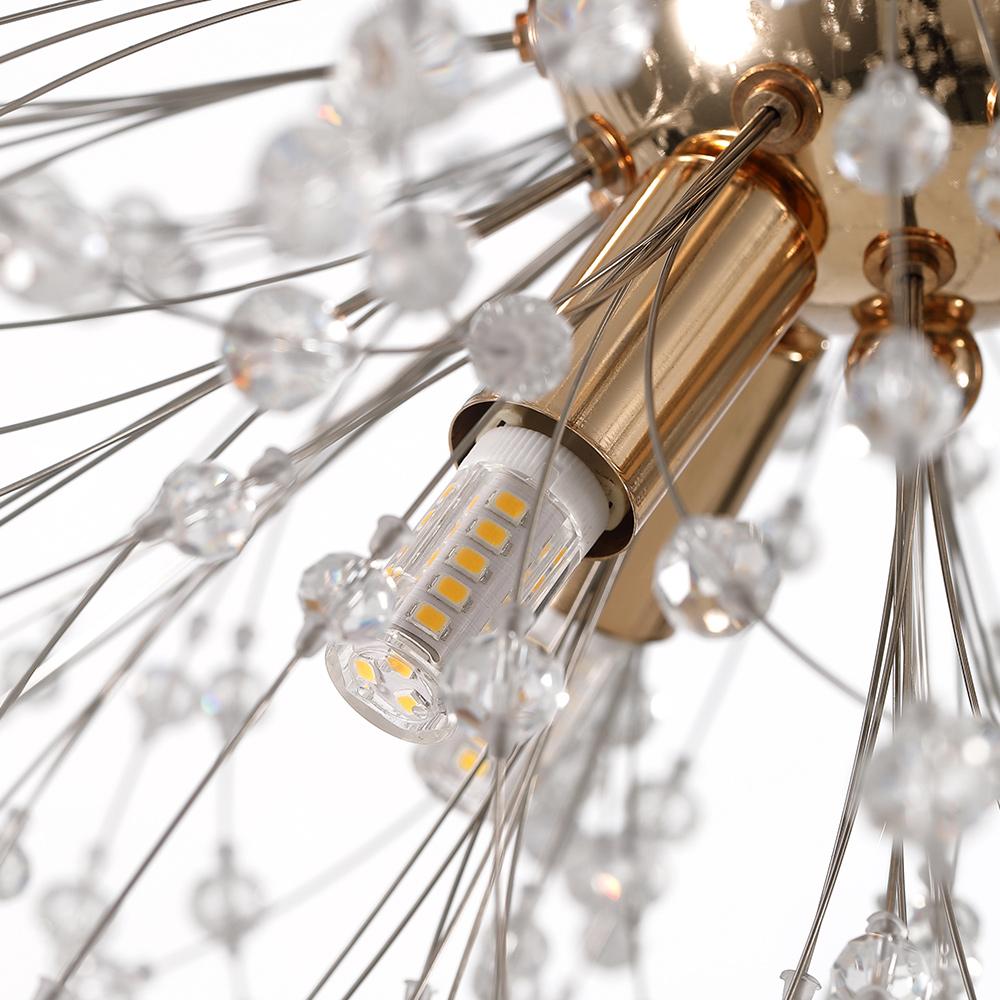 9-light crystal Sputnik firework chandelier in brass and chrome by BROKLEN – view 9