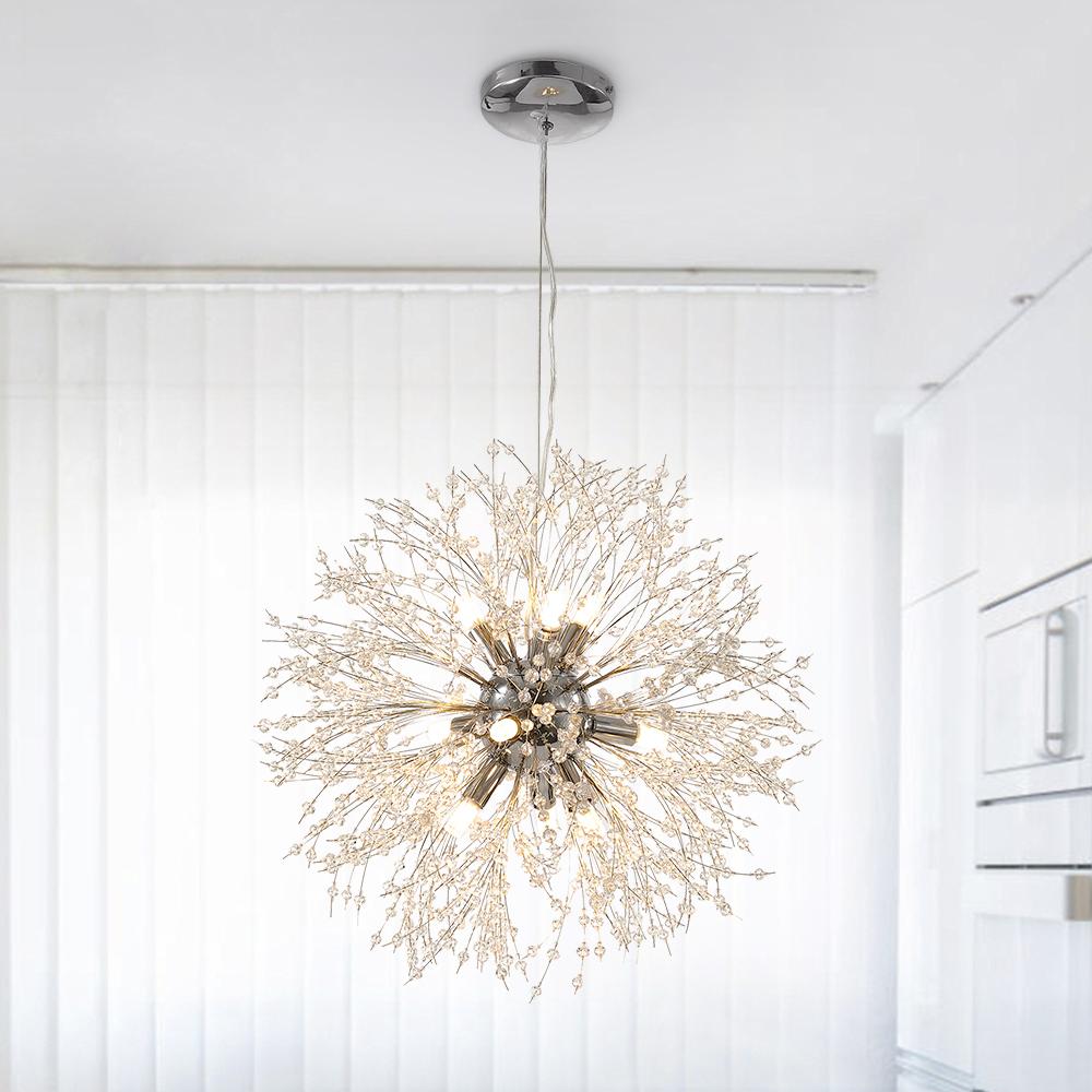 9-light crystal Sputnik firework chandelier in brass and chrome by BROKLEN – view 5