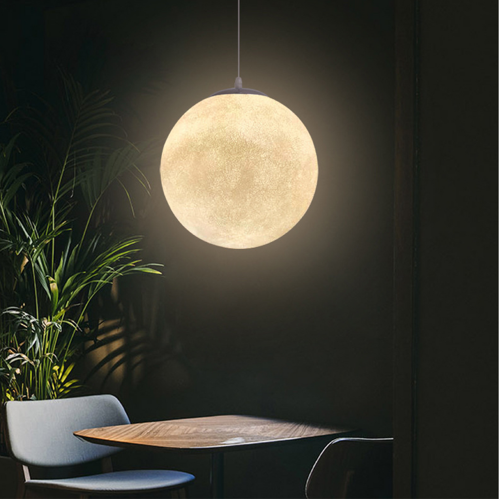 Lunar Glow moon pendant light in resin and fibre by BROKLEN – view 5