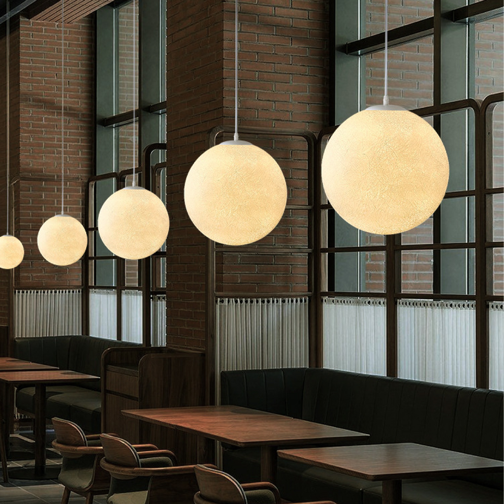 Lunar Glow moon pendant light in resin and fibre by BROKLEN – view 6