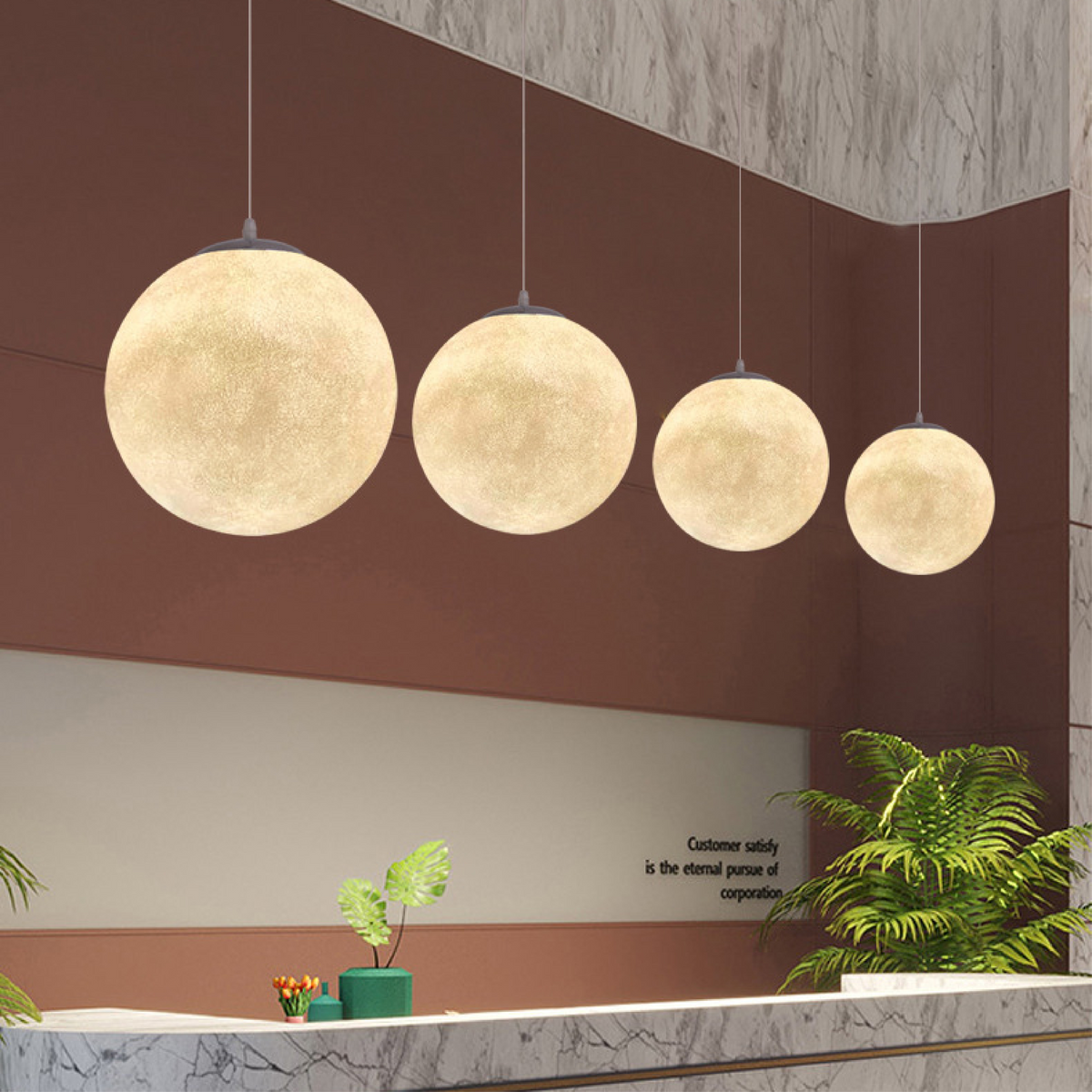 Lunar Glow moon pendant light in resin and fibre by BROKLEN – view 4