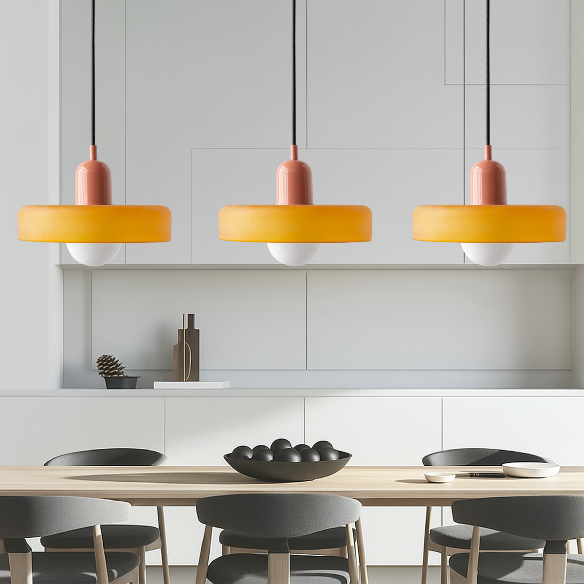 Bauhaus triple coloured glass pendant light cluster by BROKLEN – view 4