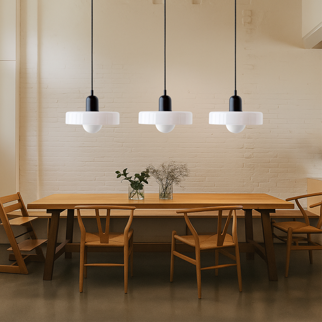 Bauhaus triple coloured glass pendant light cluster by BROKLEN