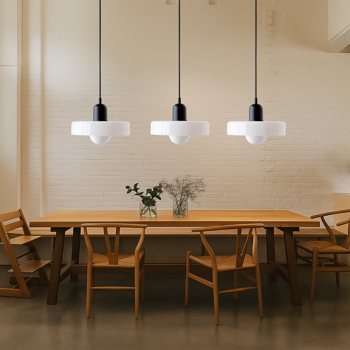 Bauhaus triple coloured glass pendant light cluster by BROKLEN