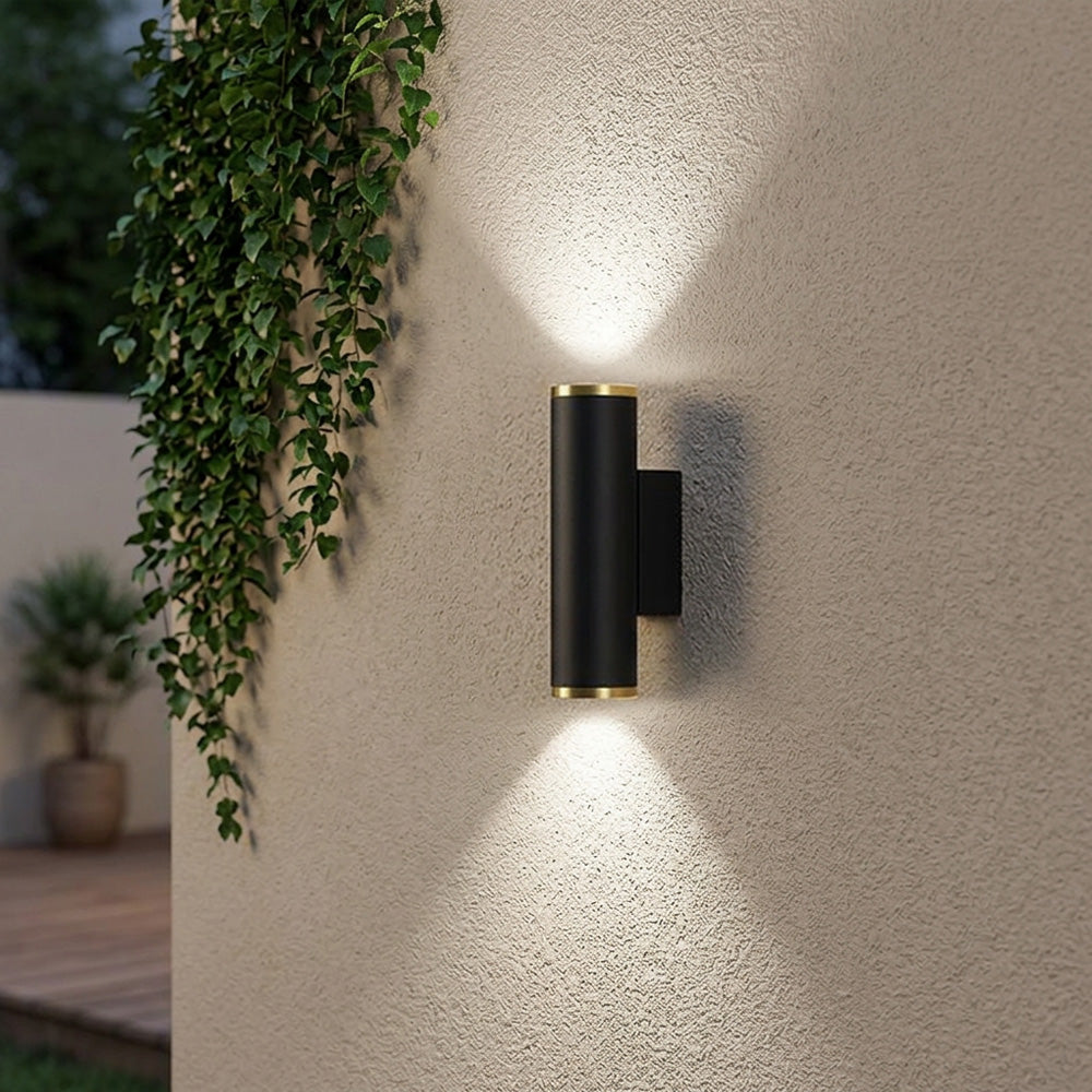 Black and gold up and down LED outdoor wall light by BROKLEN – view 3