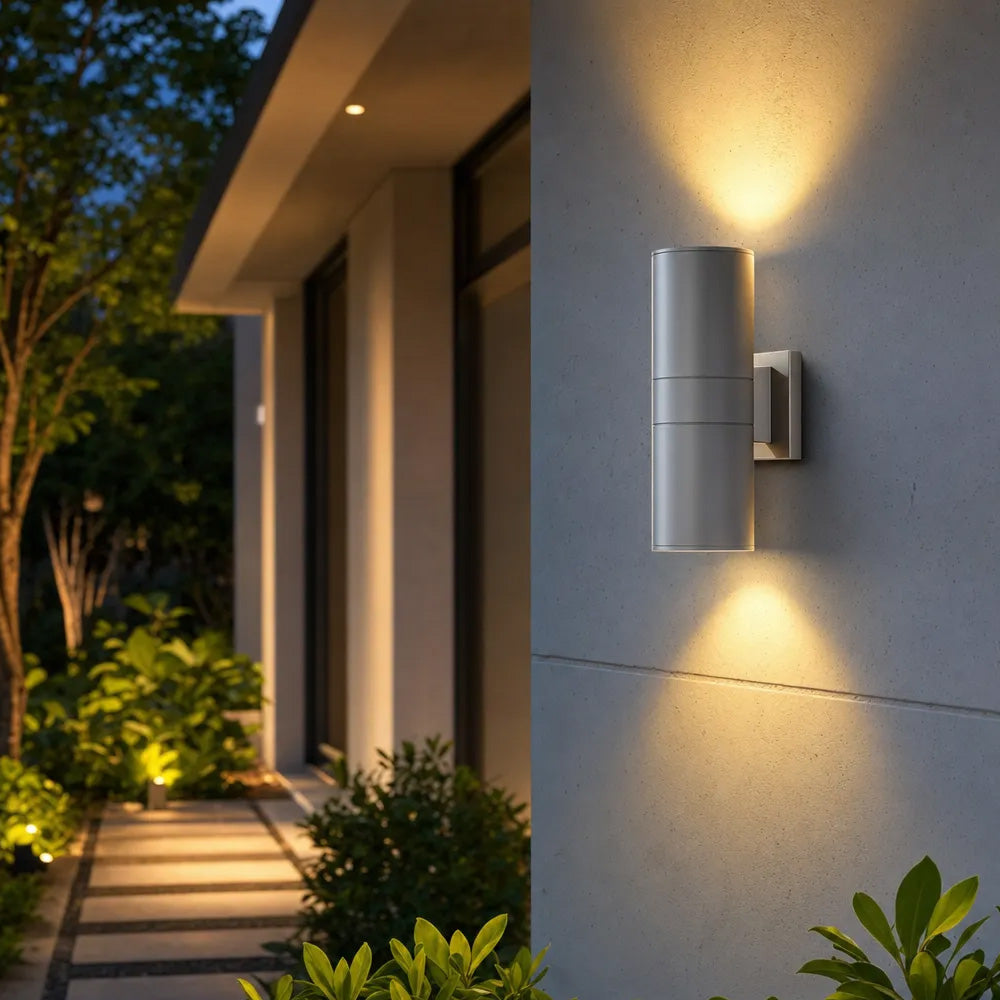 Modern cylindrical IP65 up and down LED outdoor wall light by BROKLEN – view 10