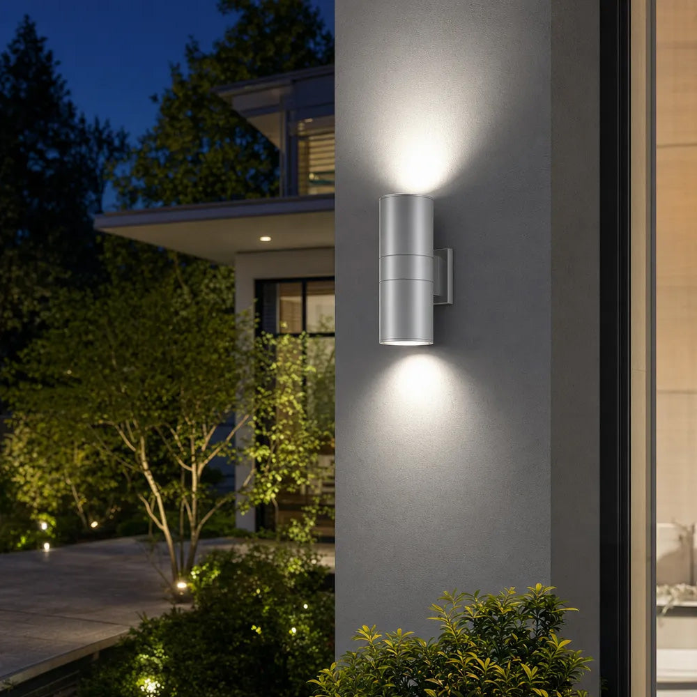 Modern cylindrical IP65 up and down LED outdoor wall light by BROKLEN – view 9