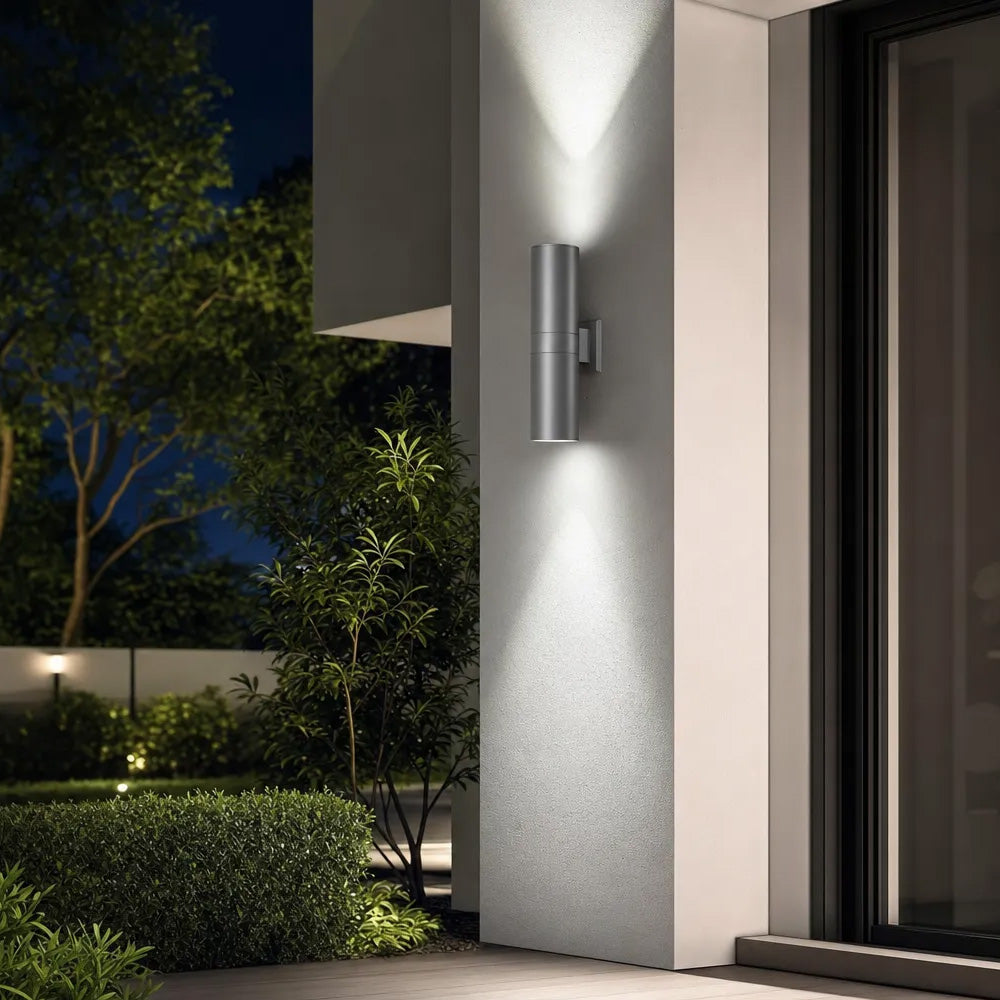 Modern cylindrical IP65 up and down LED outdoor wall light by BROKLEN – view 12