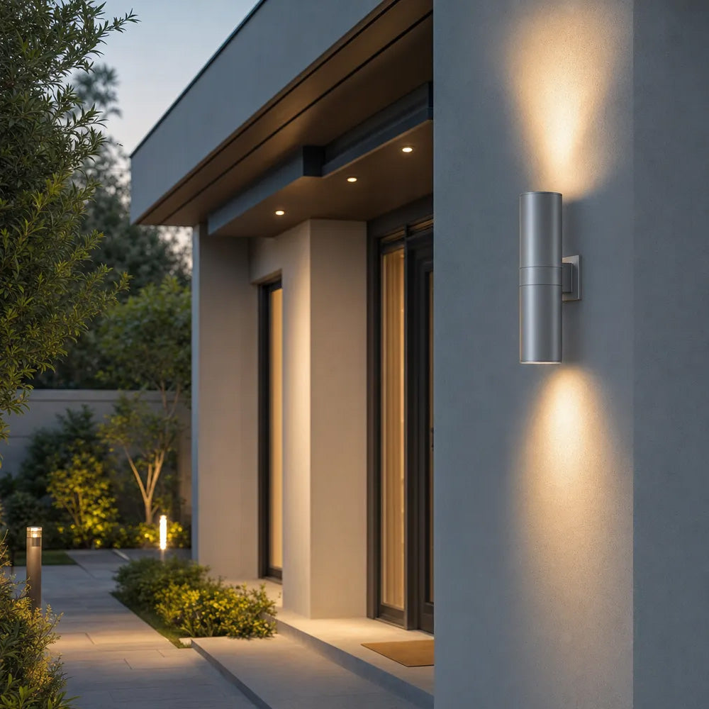 Modern cylindrical IP65 up and down LED outdoor wall light by BROKLEN – view 13