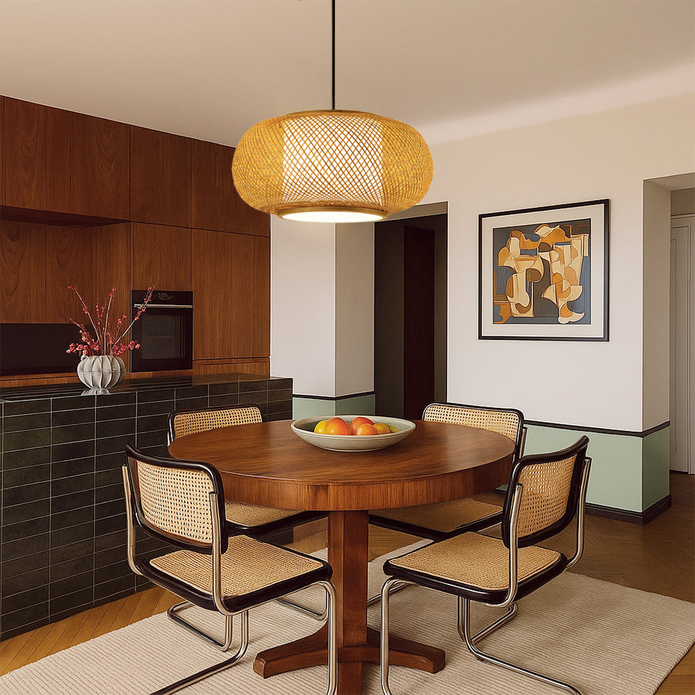 Japandi woven bamboo pendant light by BROKLEN – view 2