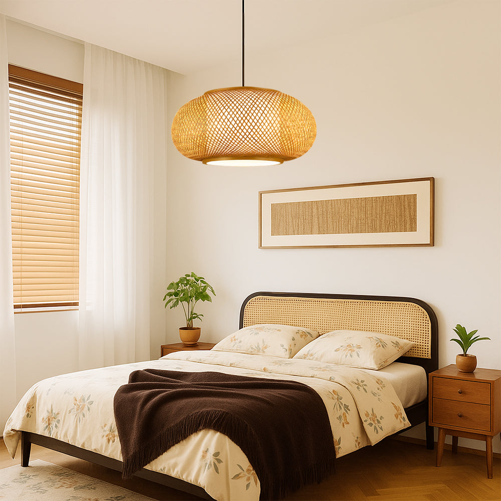 Japandi woven bamboo pendant light by BROKLEN – view 4