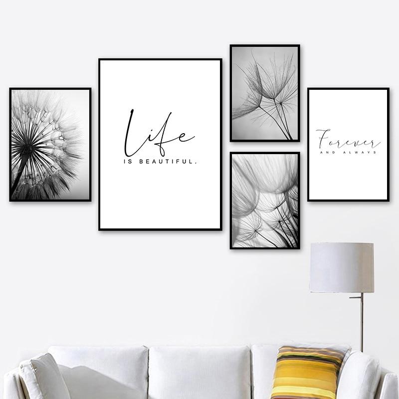 Black and white dandelion botanical wall art print by BROKLEN – view 2