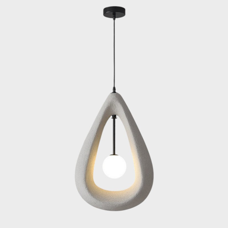Japandi oval pendant light in white, grey and red by BROKLEN – view 8