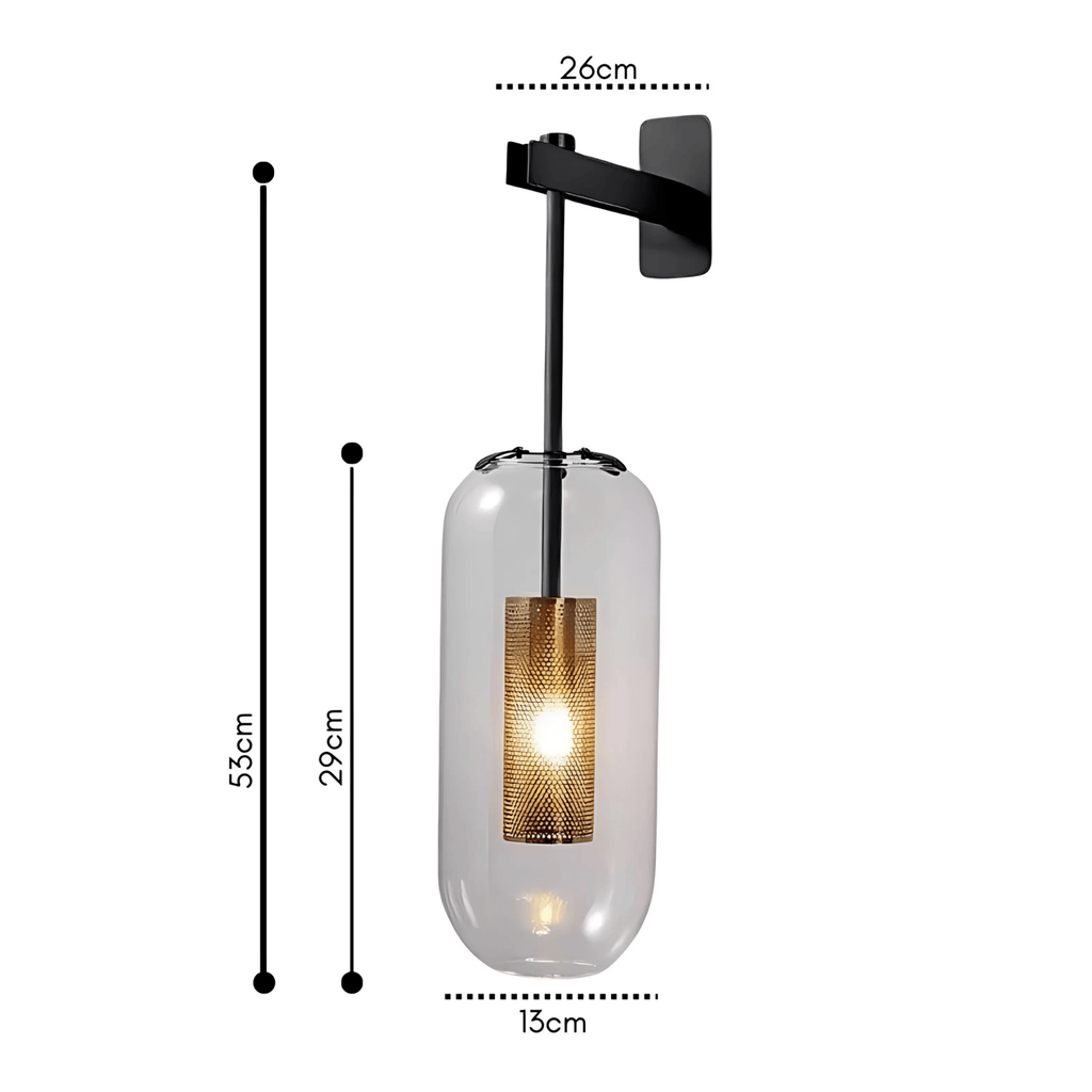 Modern loft glass wall light in gold and black by BROKLEN – view 9