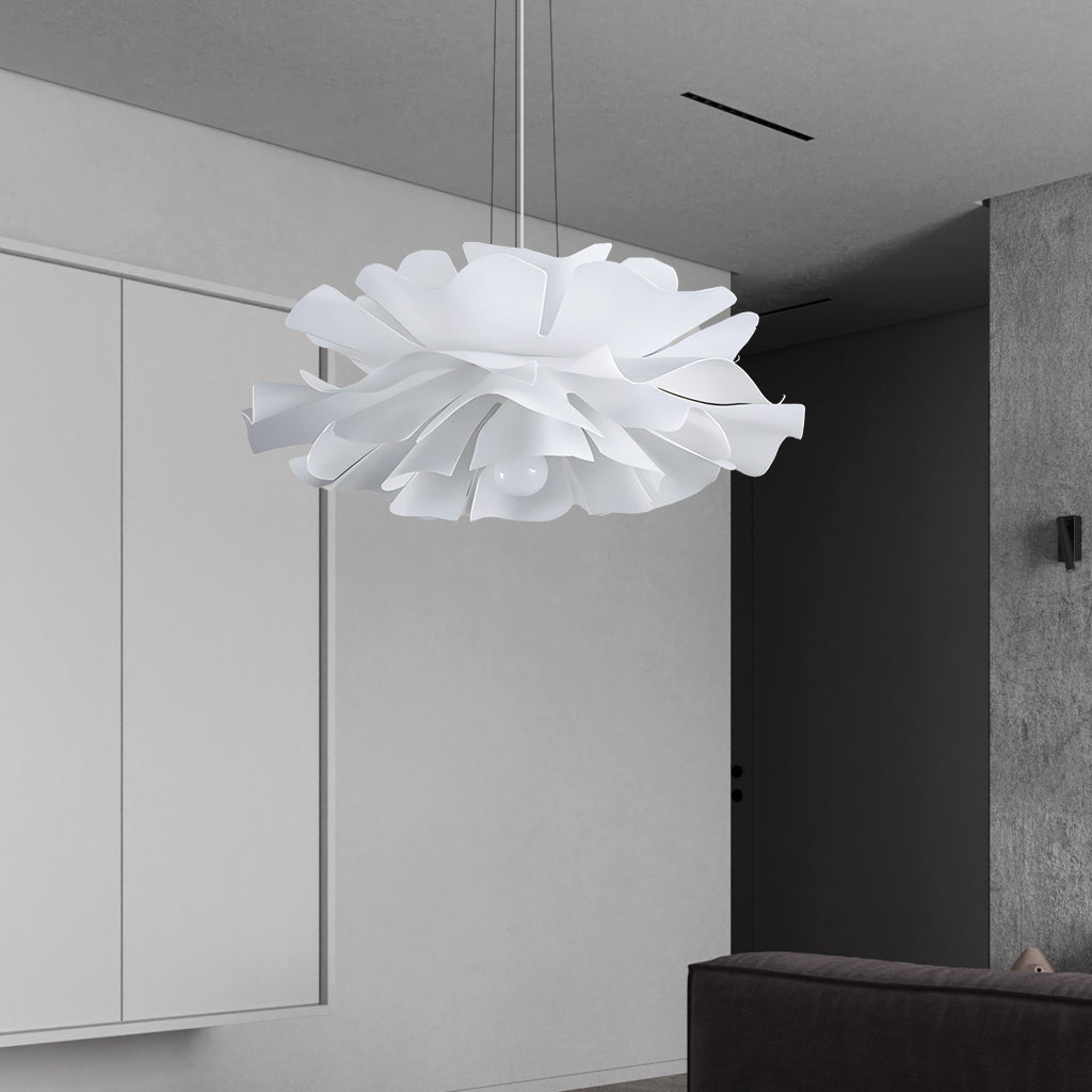 White metal lotus flower pendant light in Nordic style by BROKLEN – view 14