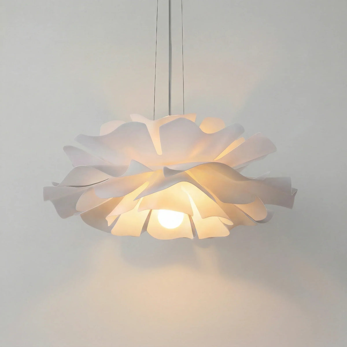 White metal lotus flower pendant light in Nordic style by BROKLEN – view 19
