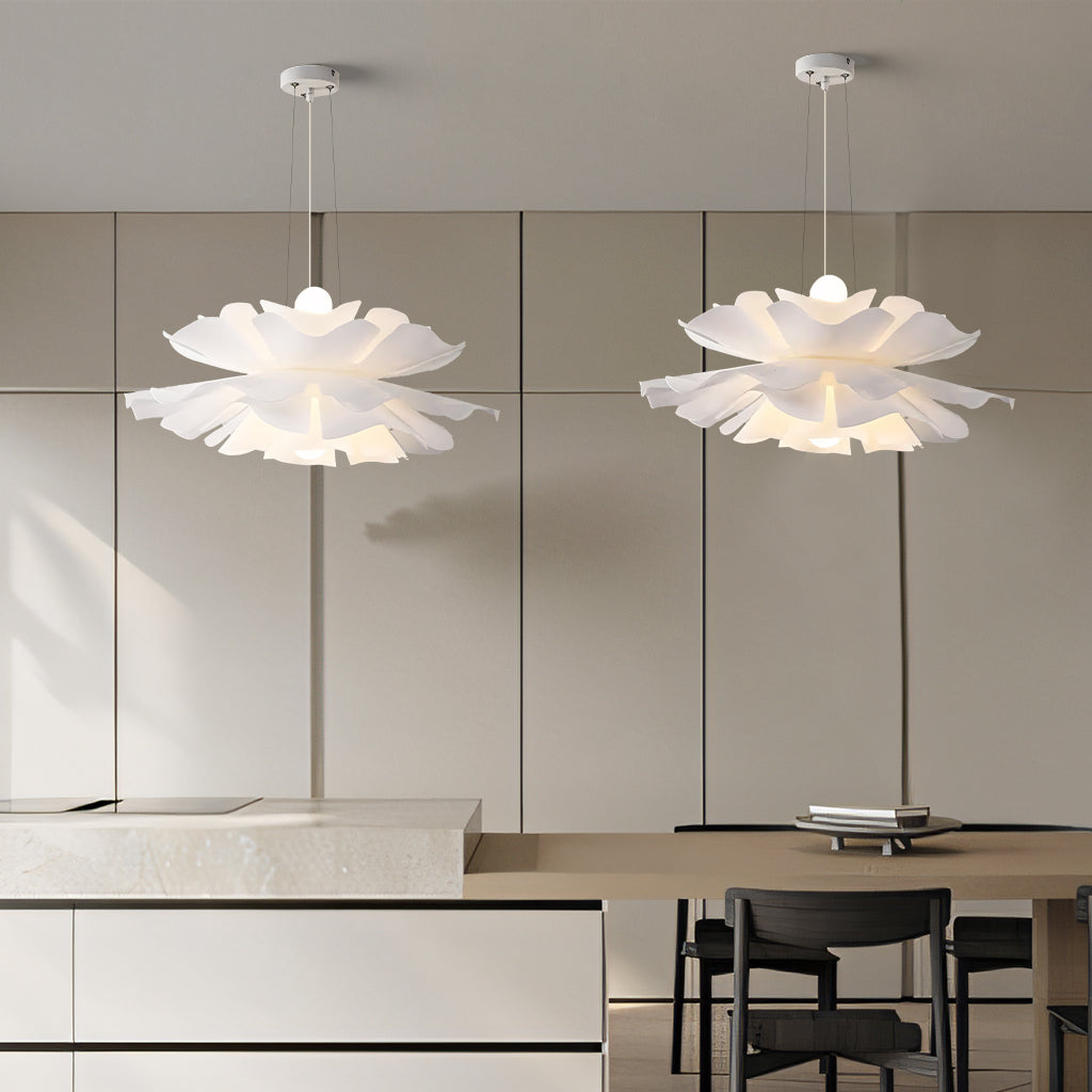 White metal lotus flower pendant light in Nordic style by BROKLEN – view 15