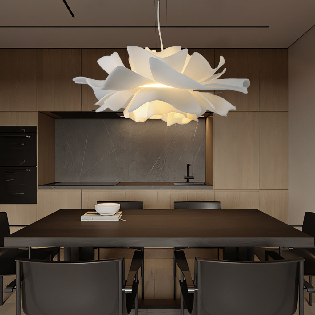 White metal lotus flower pendant light in Nordic style by BROKLEN – view 17