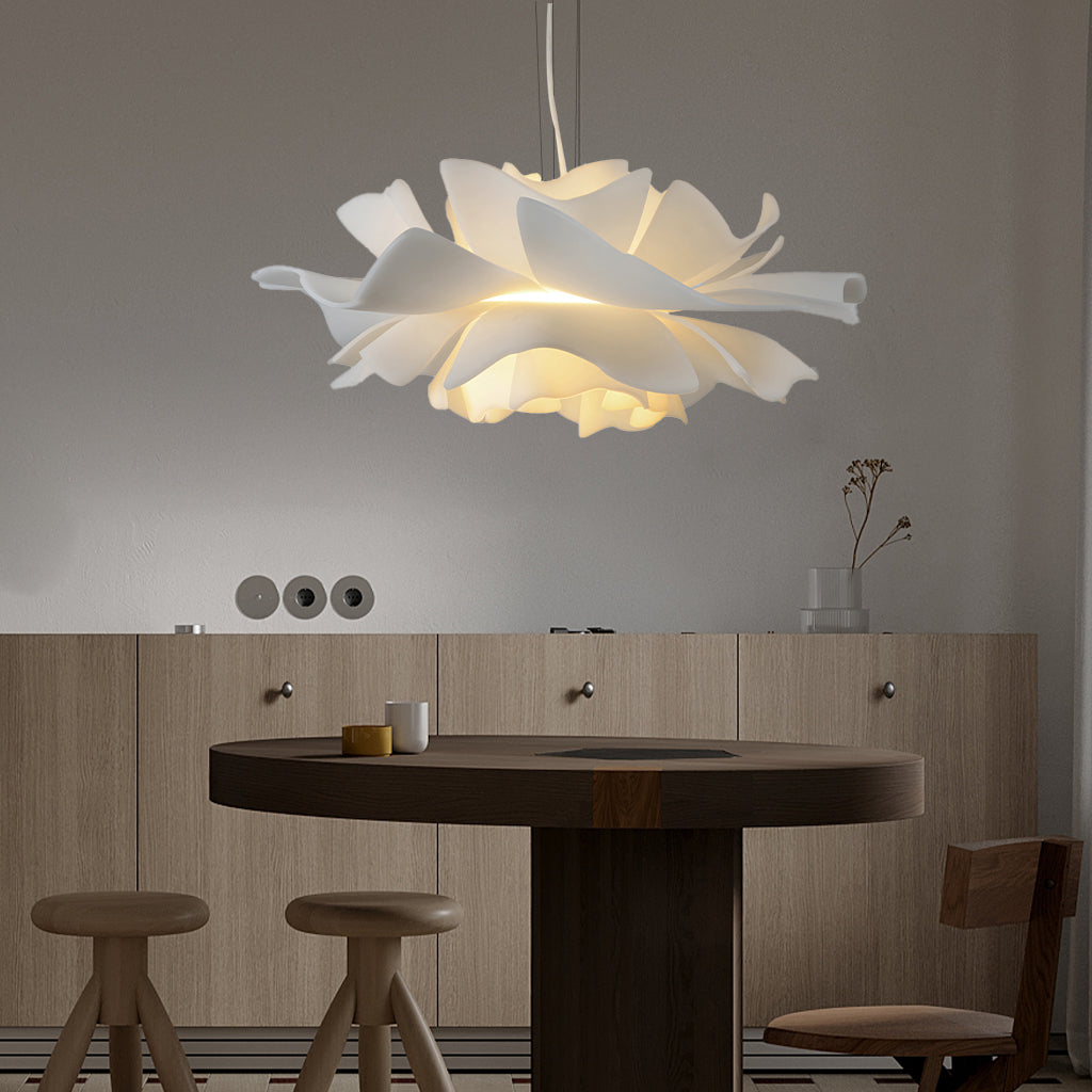 White metal lotus flower pendant light in Nordic style by BROKLEN – view 18