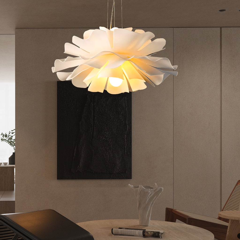 White metal lotus flower pendant light in Nordic style by BROKLEN – view 13