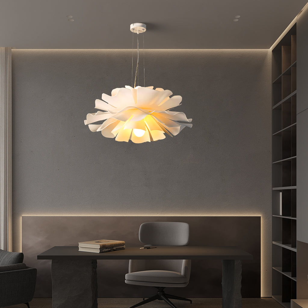 White metal lotus flower pendant light in Nordic style by BROKLEN – view 16
