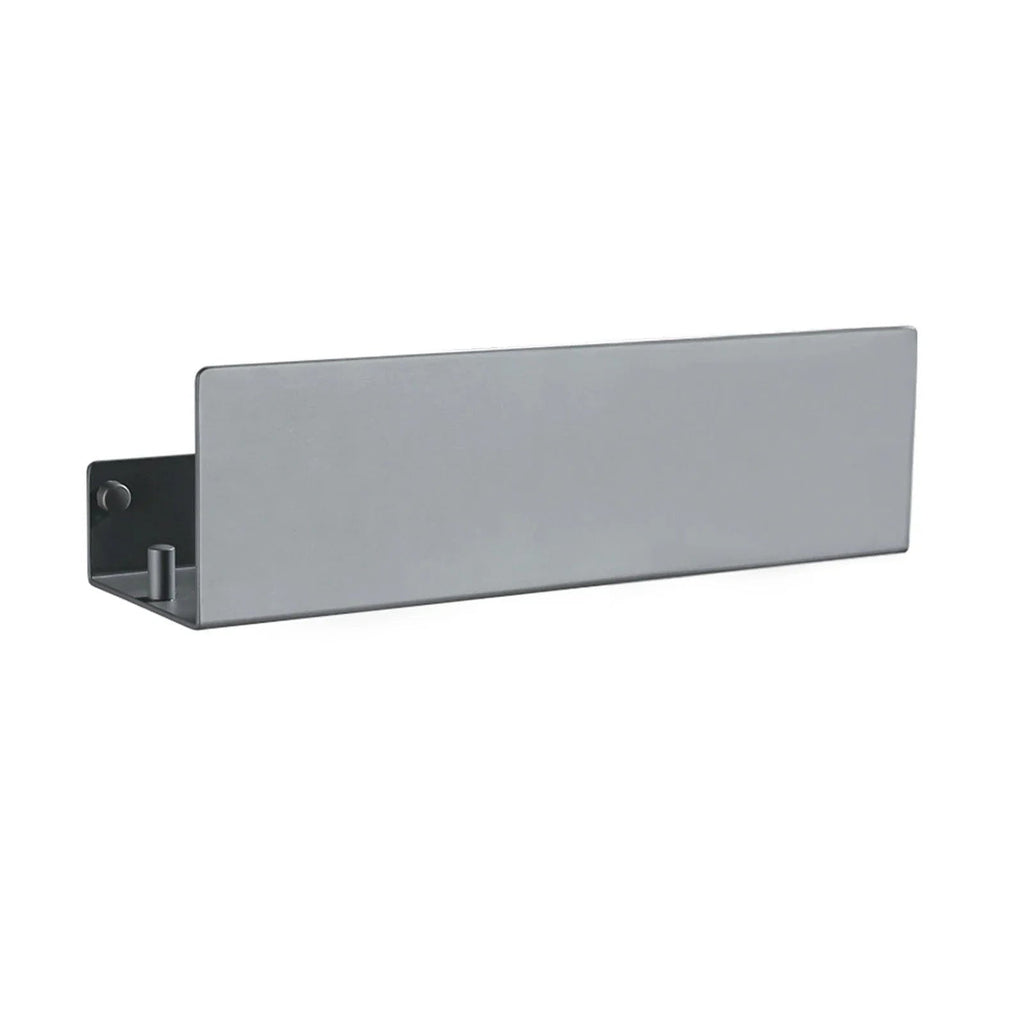 Matte aluminium bathroom wall shelf with side hooks by BROKLEN – view 12