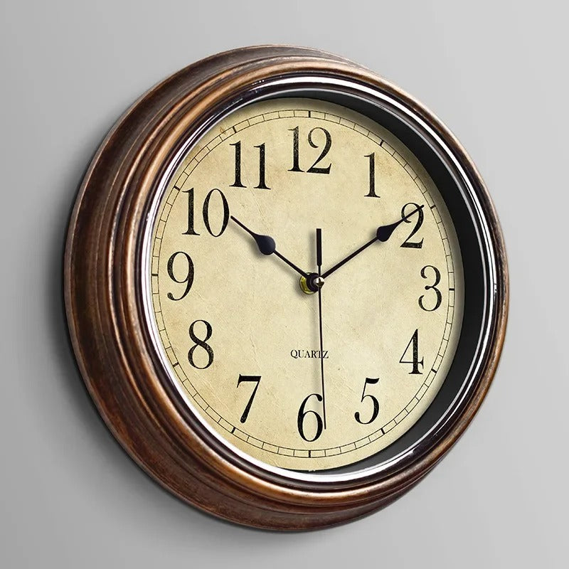 Vintage style wooden round wall clock by BROKLEN