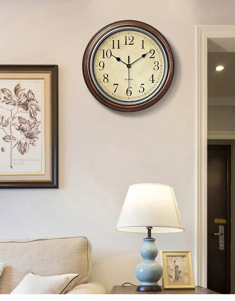 Vintage style wooden round wall clock by BROKLEN – view 2