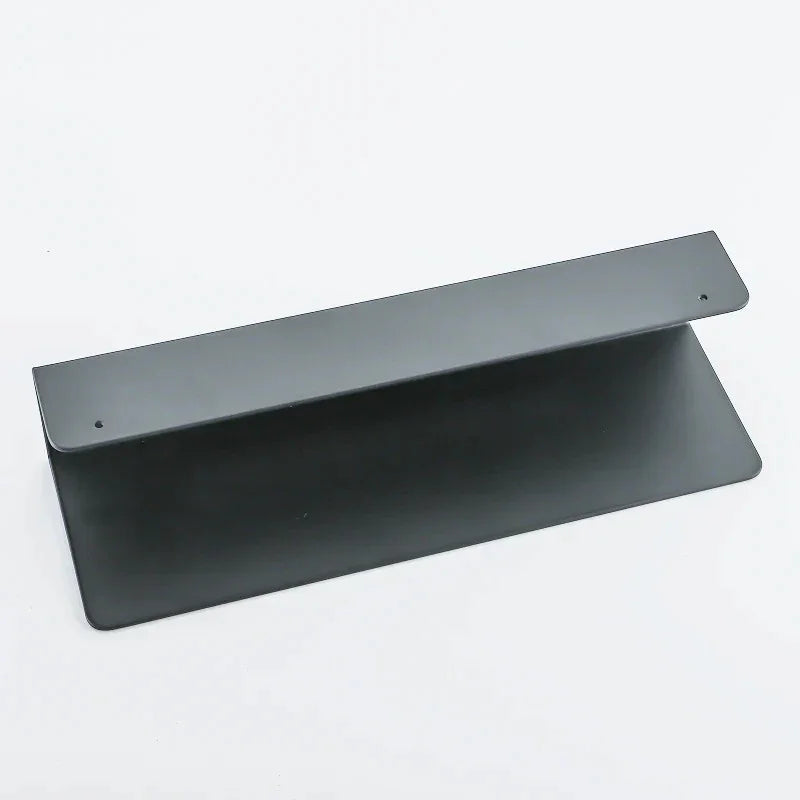 Matte aluminium bathroom wall shelf with side hooks by BROKLEN – view 4