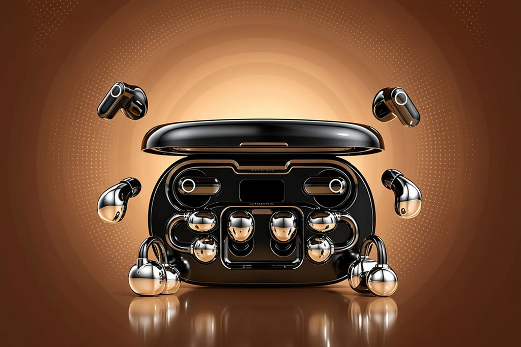 BROKLEN 3-in-1 TWS wireless earbuds set with charging cases in Black, White, and Skin