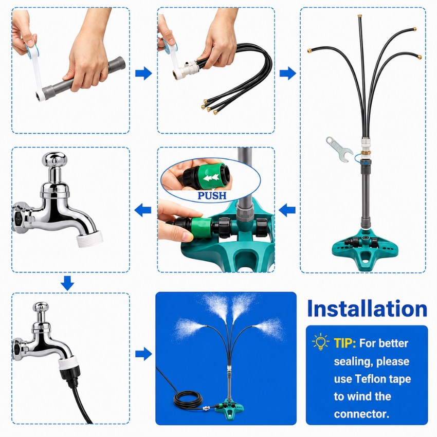 Freestanding outdoor patio misting system with nozzles by BROKLEN – view 7