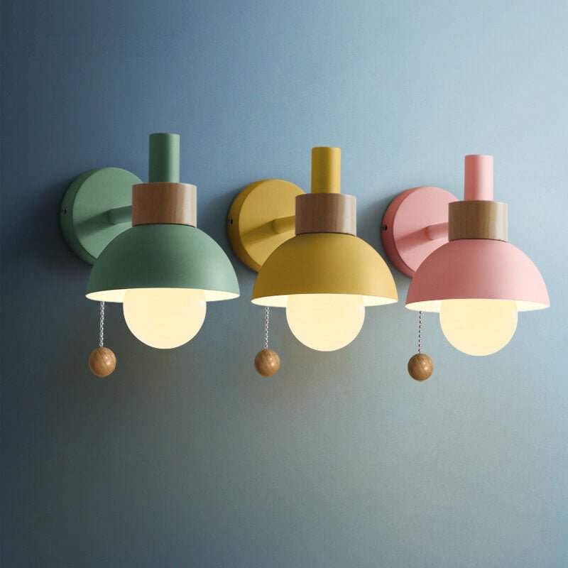 Nordic colour-block wall lamp with pull-cord switch by BROKLEN – view 2
