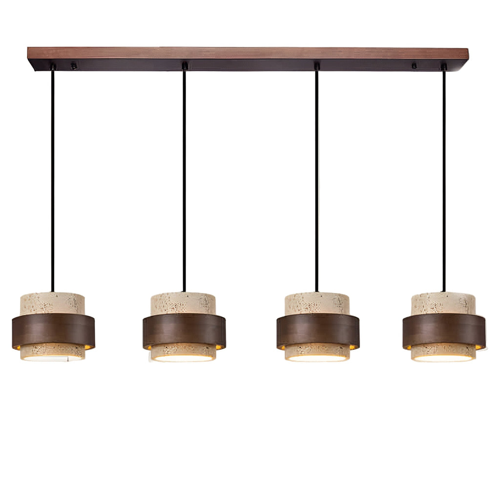 Japandi travertine and walnut pendant light by BROKLEN – view 5